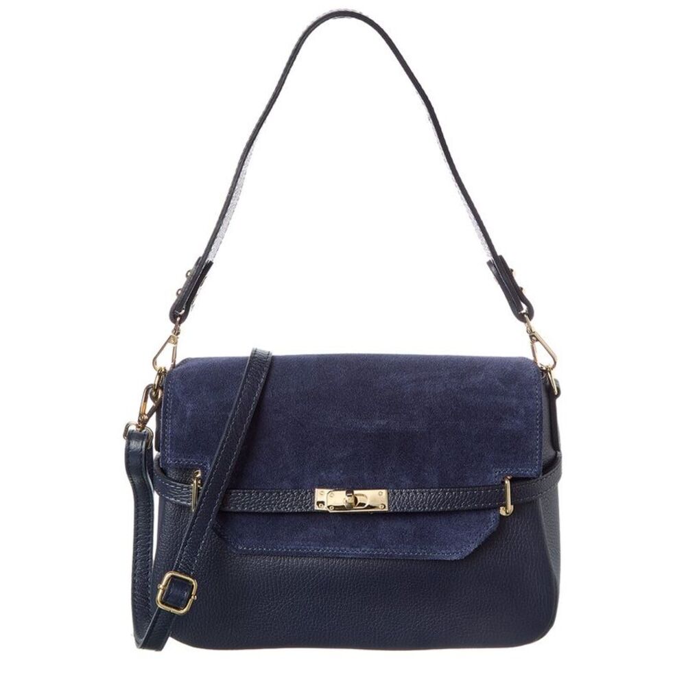 Isabella Rossetti Greta Suede & Leather Handbag, Blue